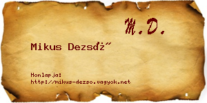 Mikus Dezső névjegykártya
